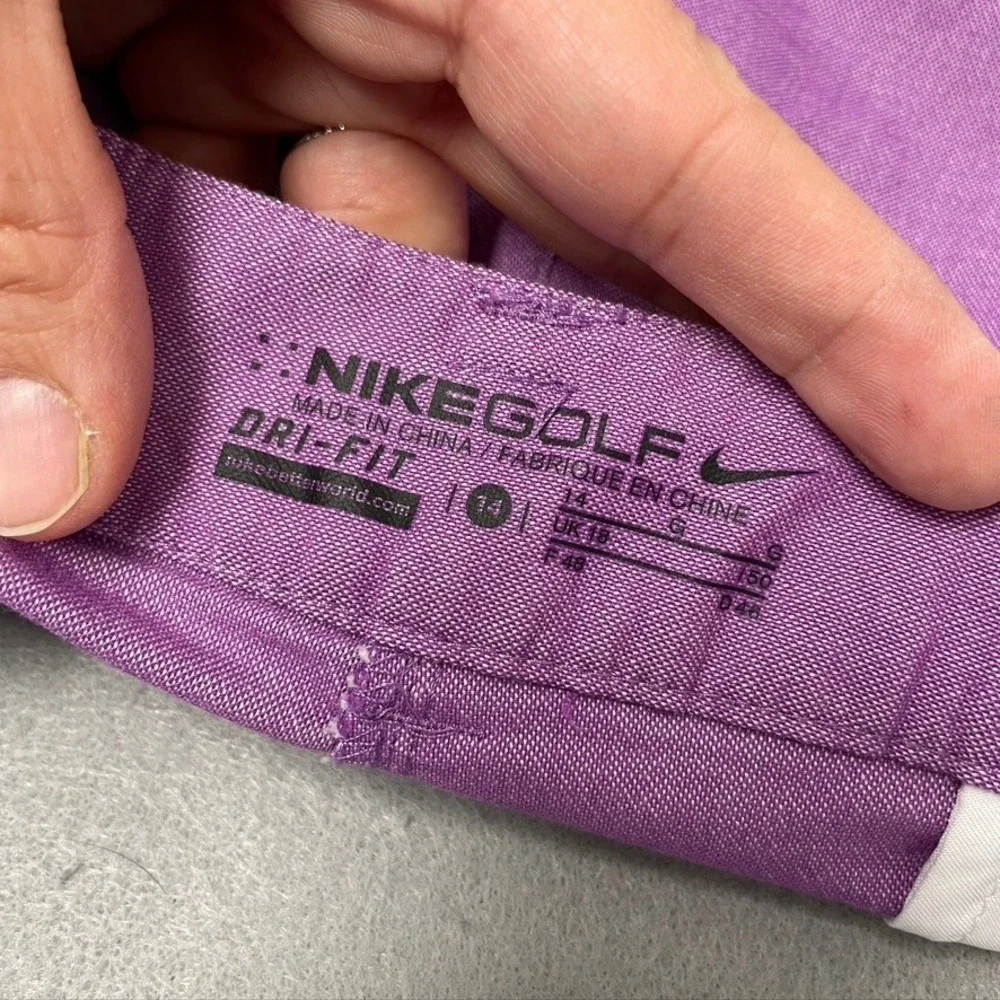 Nike Golf Shorts Women 14 Adult Purple Dri-FIT Flat Front Chino Preppy Active